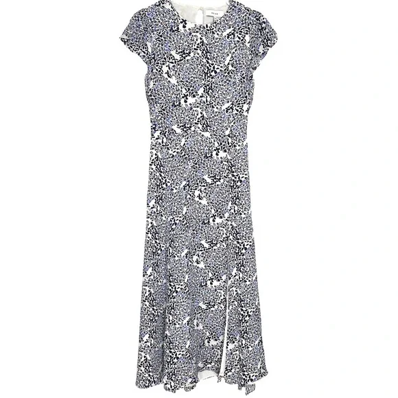 Reiss Livia Mosaic Print Split Midi Dress Floral Blue White Navy 7 - Picture 4 of 12